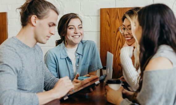 A group of friends at a coffee shop